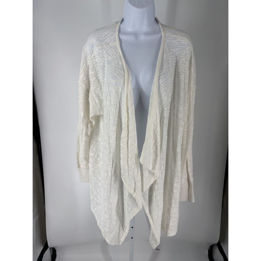 Tommy Hilfiger Ivory Open Front Cardigan | Lightweight Draped Knit Sweater